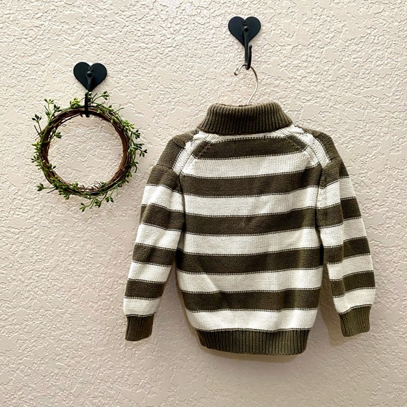 Cherokee Cable Knit Green Striped Sweater- size 18m - Picture 3 of 4